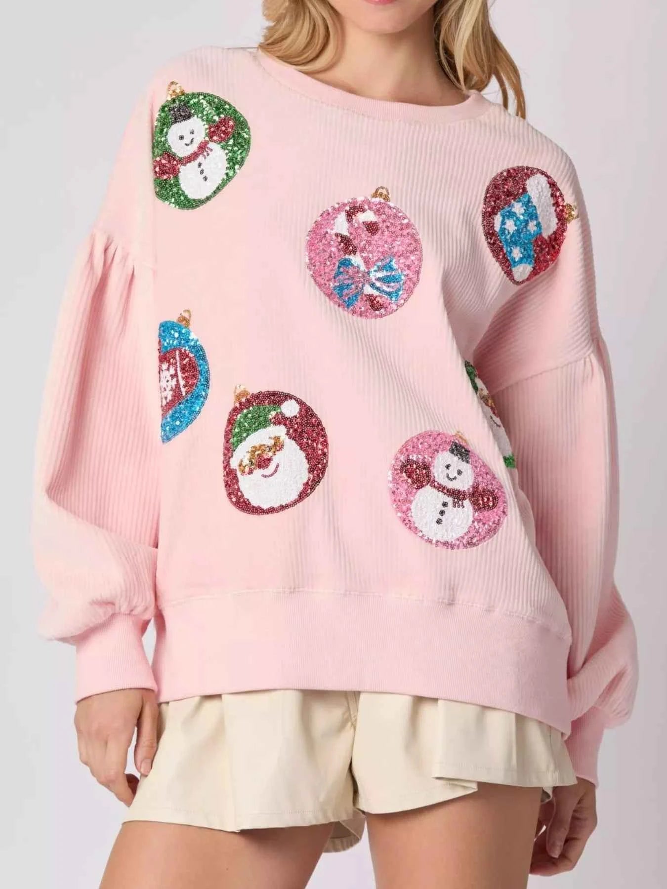 Christmas Sequin Embellished Sweatshirt Pink 5fea5903-1726-4302-8c0c-c5d63dd1eb86-Max-Origin