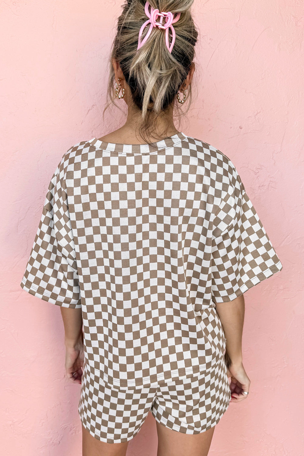 Brown Checkered Top and Drawstring Shorts Pajama Set 5feed9cee3c4fdec_c8cbab67-0e63-4b5b-8b00-c4fcf19c60a8
