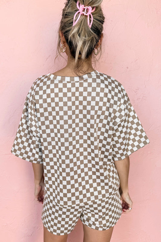 Brown Checkered Top and Drawstring Shorts Pajama Set 5feed9cee3c4fdec_c8cbab67-0e63-4b5b-8b00-c4fcf19c60a8