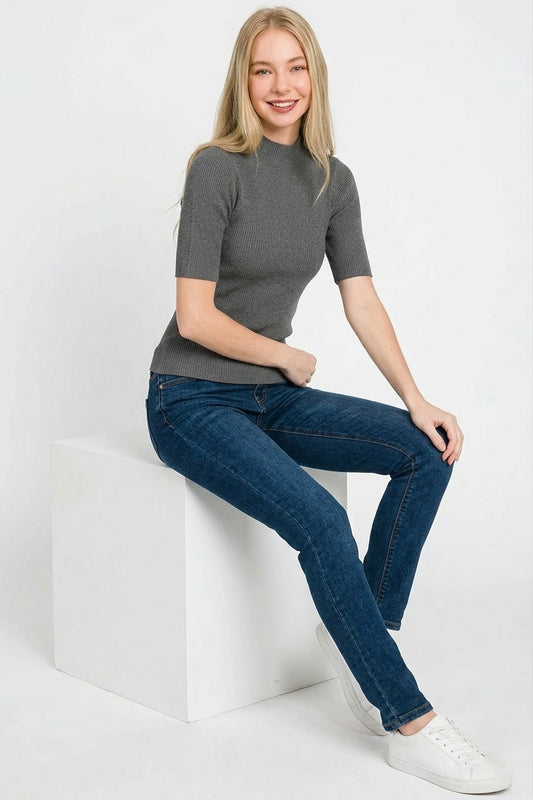 Viscose Ribbed Mock Neck Sweater 5ff09c9a-118b-4a4f-ae37-606d9fae6f40-Max