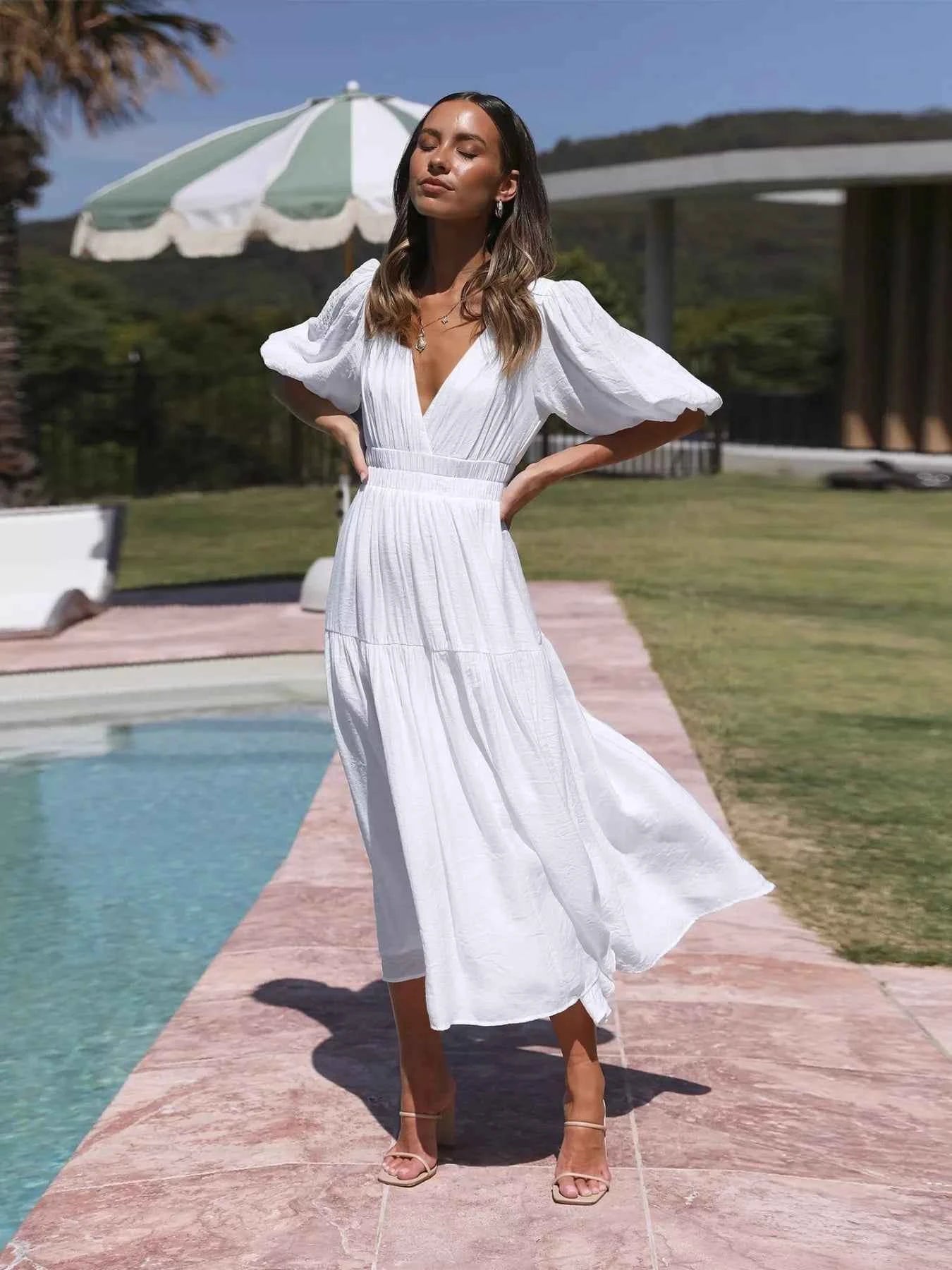 Tiered Puff Sleeve Midi Dress 5ff66864-be70-4bac-aaed-49d56949427d-Max-Origin