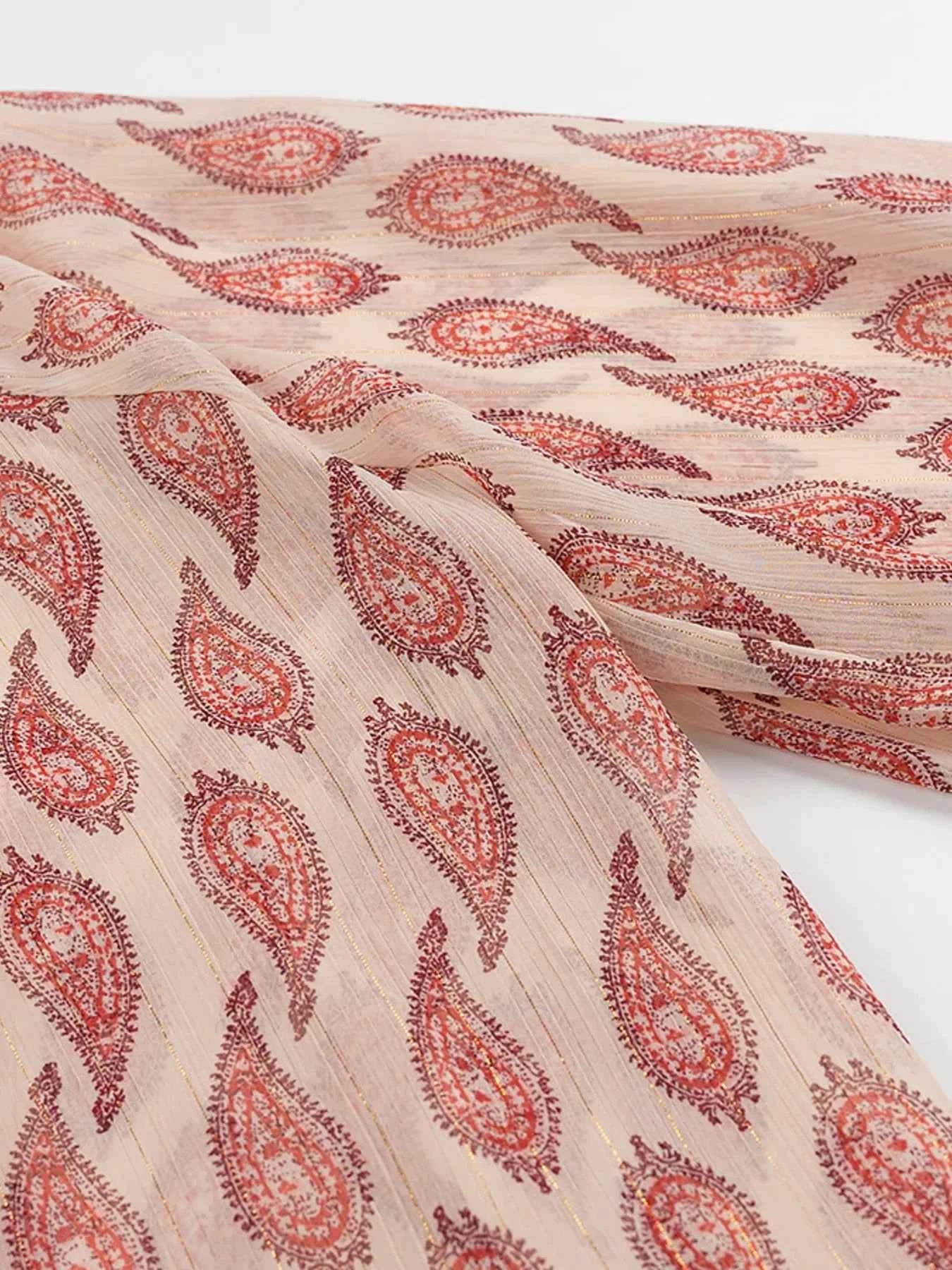 Paisley Print Frill Tie Neck Long Sleeve Blouse