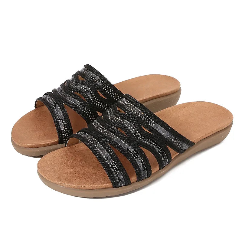 Open Toe Flats Sandals 6005906c-7de5-4b3e-bc49-f6488538af46-Max