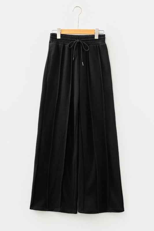 Solid Seam Drawstring Wide Leg Sweatpants 6021c3f6-81d5-4527-859b-13e810c85a3d