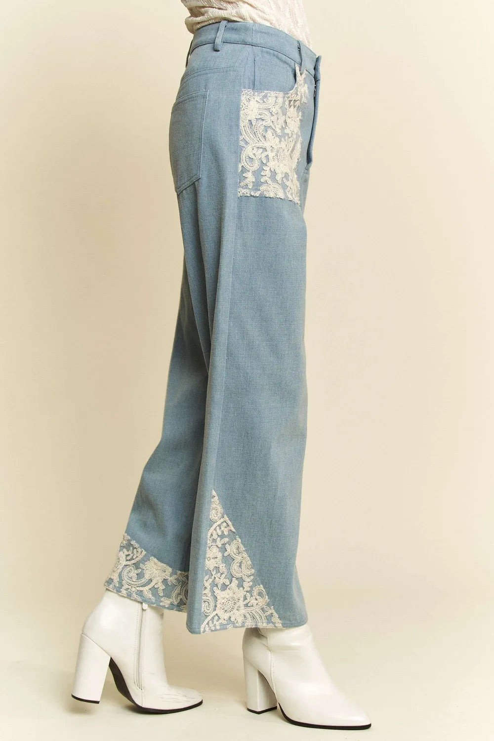 Davi & Dani Lace Applique Wide Leg Jeans 6032c643-468f-4ab8-982c-9edc252044e5-Max