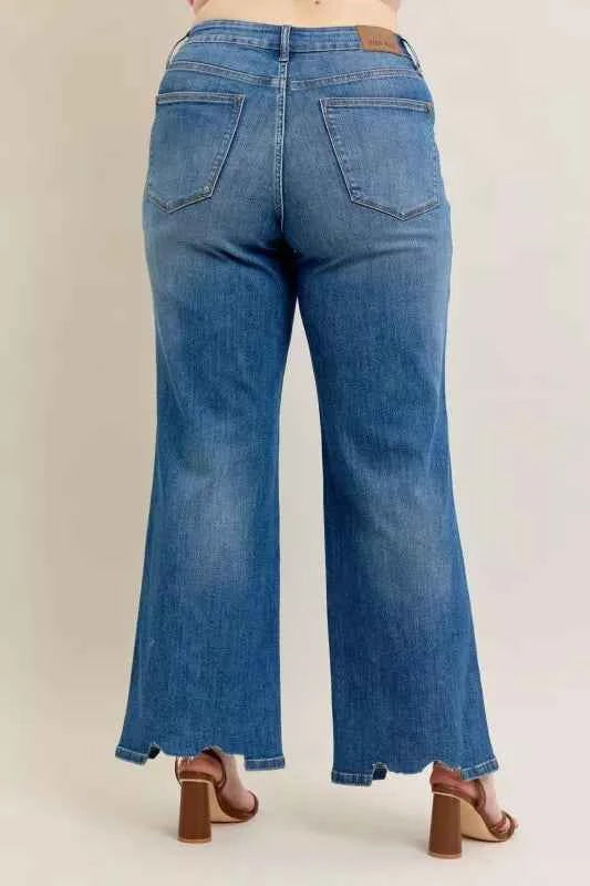 Judy Blue Full Size High Waist Tummy Control Chew Hem Destroy Wide Jeans Plus Size 603776ad-8288-4f60-b3f7-fab9ecb86869-Max-Origin