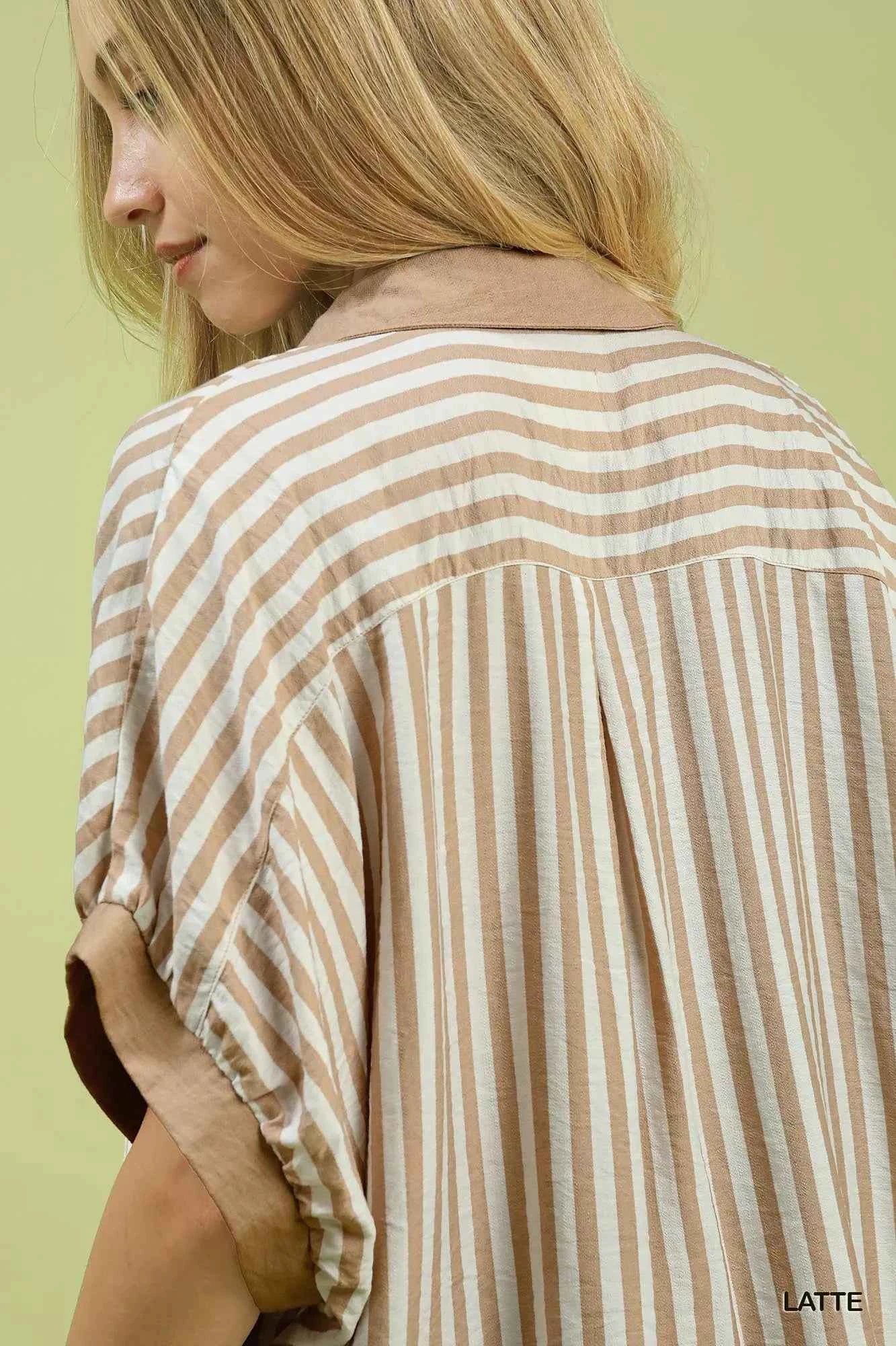 Umgee Stripe Collared Oversized Top 6040b78b-5d79-43c4-904c-b157c62a7b6c-Max-Origin