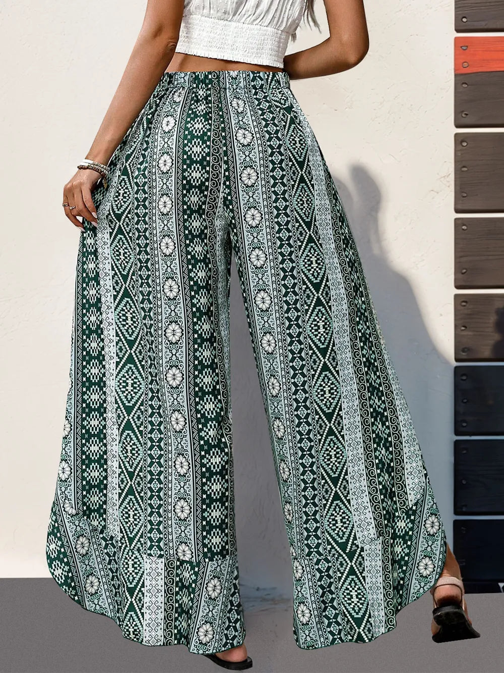 Perfee Slit Ruffled Geometric Wide Leg Pants 60428edd-7e79-4154-9af4-1d19736692ba-Max