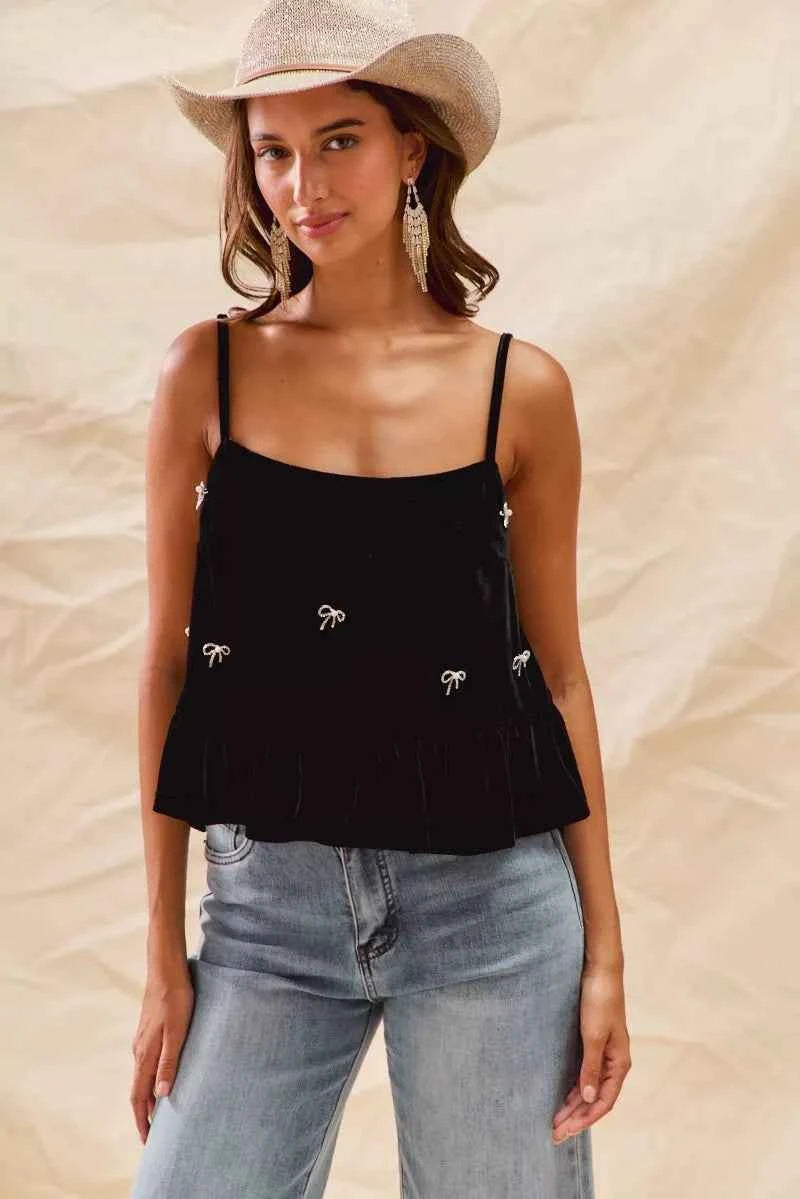 SO ME Holiday Velvet Ribbon Rhinestone Christmas Top 6044cb2f276c4be38bbe328997c8ff6e-Max-Origin