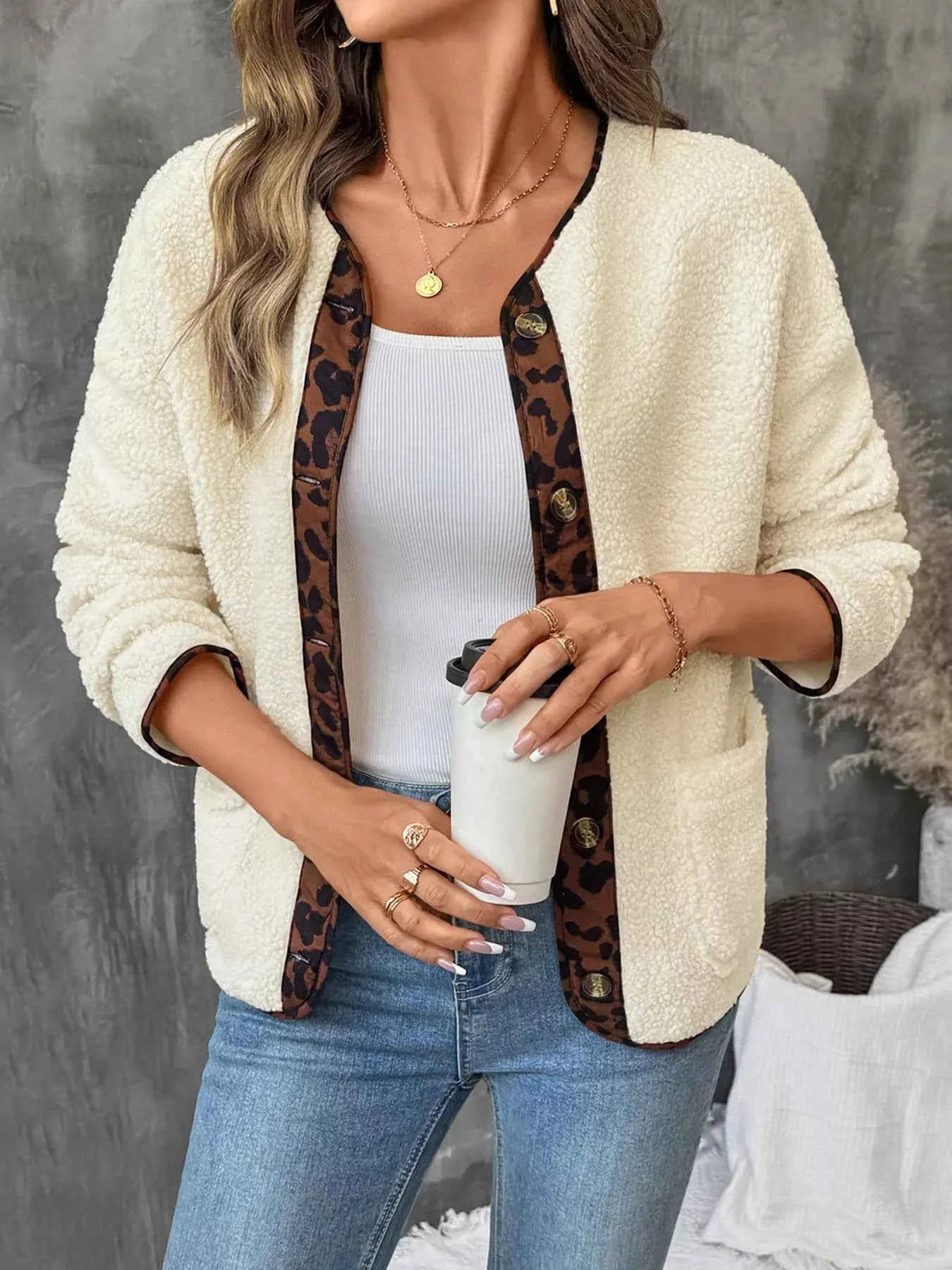 Leopard Trim Button Up Jacket 6047f09cbc724e00bfedba7d0ec6f304-Max-Origin