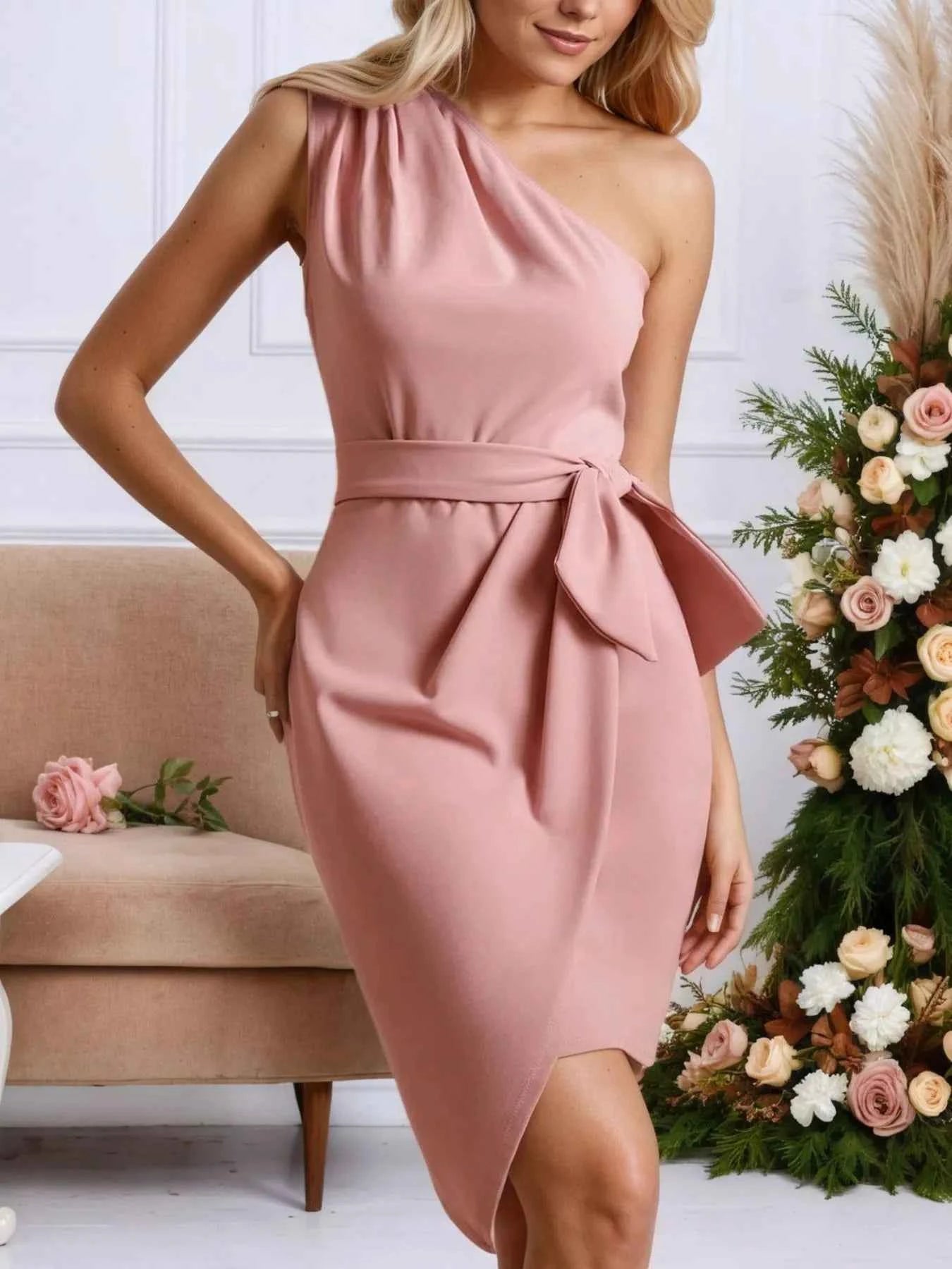 One-Shoulder Wrap Dress with Bow Detail 6058d7d9-cf5e-44e2-9864-13ad5bfd2a54-Max-Origin