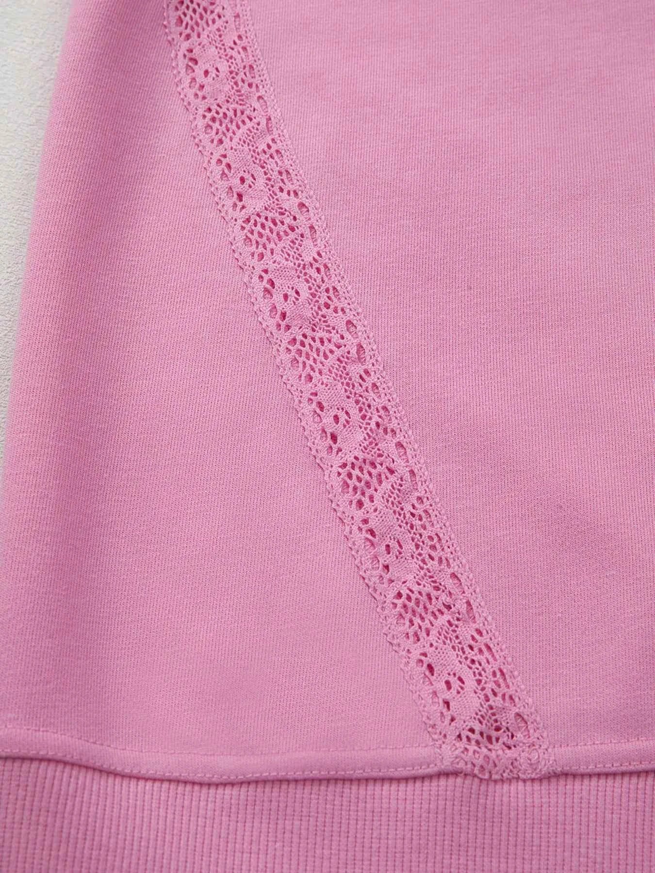 Lace Patched Raglan Sleeve Loose Fit Sweatshirt 605c439bb1a143d6a1f89e53ad0e6cba-Max-Origin