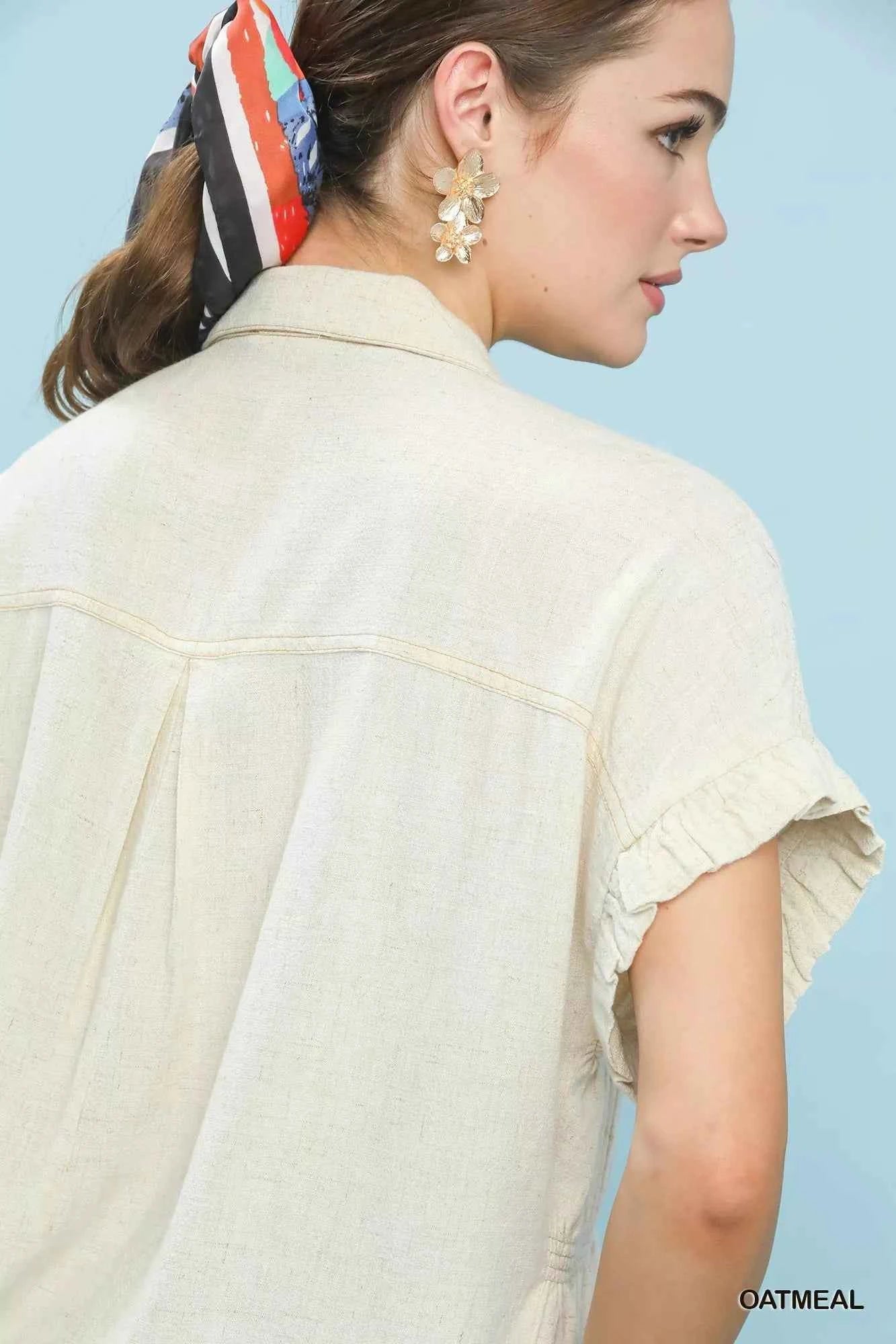 Umgee Washed Linen Blend Smocked Shirt 6067dbfe-1438-49d8-9c25-93d0e841c937-Max-Origin