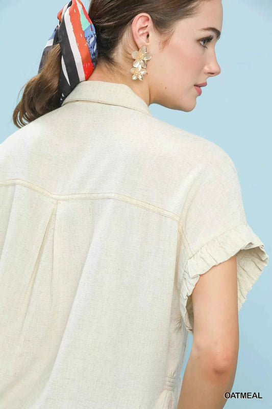 Washed Linen Blend Smocked Shirt 6067dbfe-1438-49d8-9c25-93d0e841c937-Max-Origin