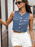 Button Up Sleeveless Denim Vest Blue 606afc70c0e24b768b35e6654d86d37a-Max-Origin