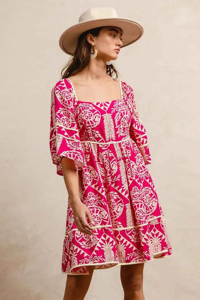 Aztec Woven Printed Contrast Binding Dress 606b3b2255884ae9b970d5f9ad761bb0-Max-Origin