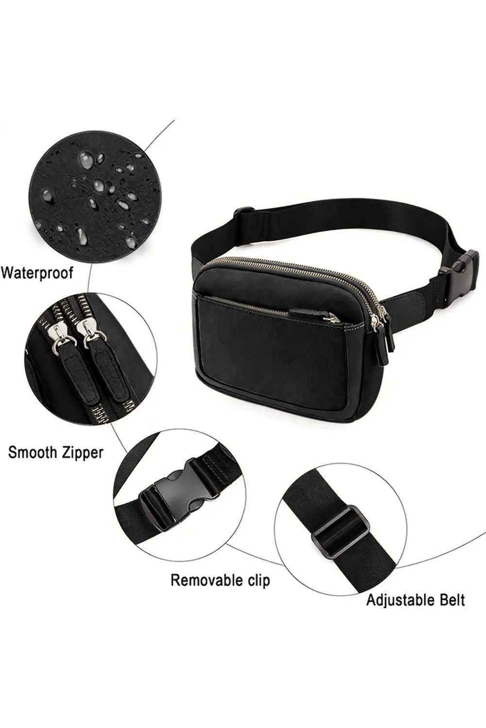 Black Minimalist Multi-zipped Crossbody Bag 606fd3853d496c26