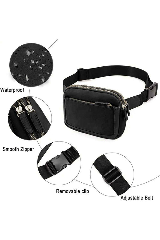 Black Minimalist Multi-zipped Crossbody Bag 606fd3853d496c26