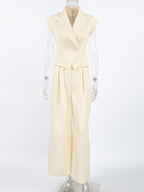 One Button Blazer & Wide Leg Pants Set 6075df55-e158-4162-ada7-642bd8fdcfcc-Max