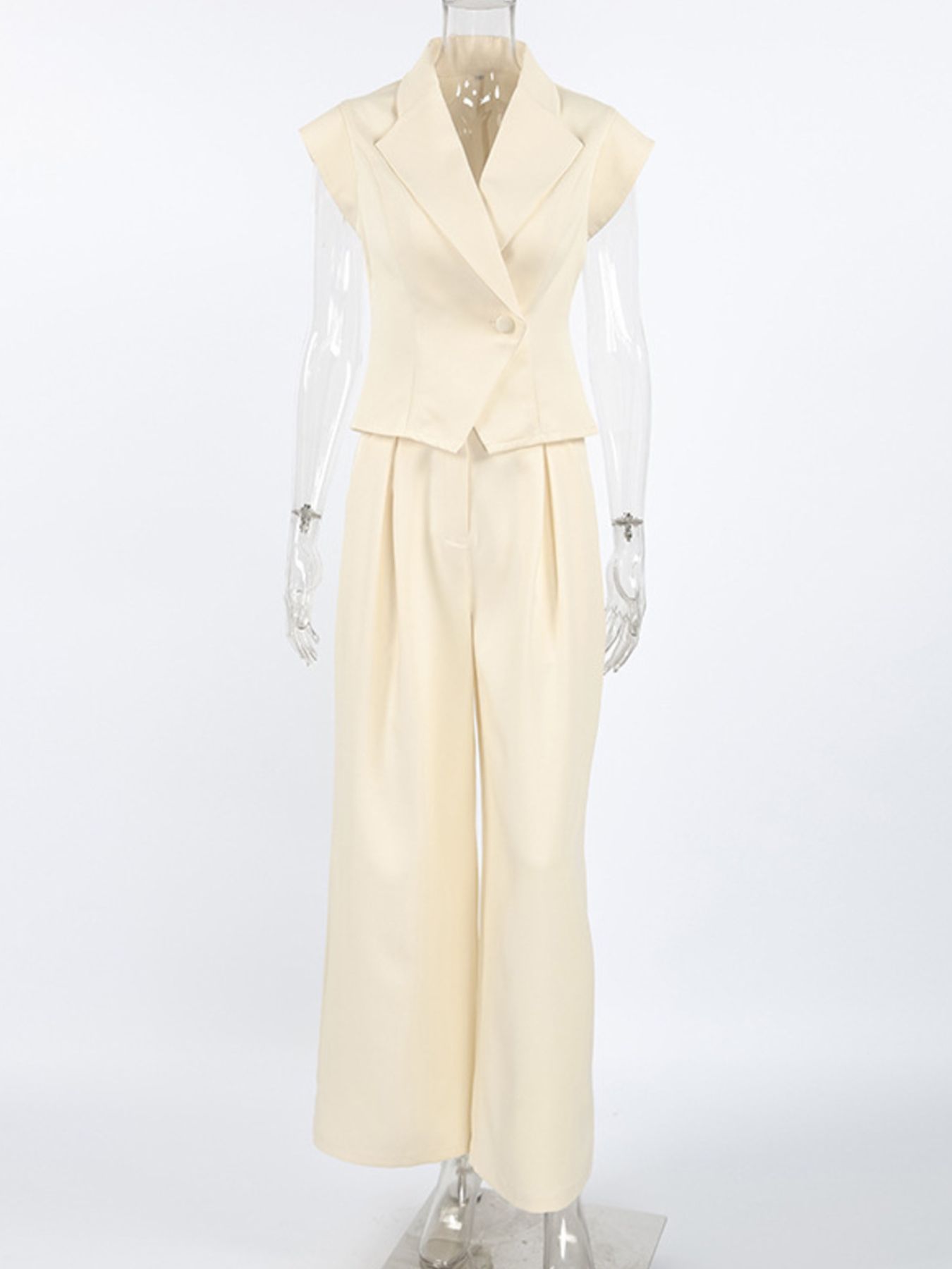 One Button Blazer & Wide Leg Pants Set 6075df55-e158-4162-ada7-642bd8fdcfcc-Max