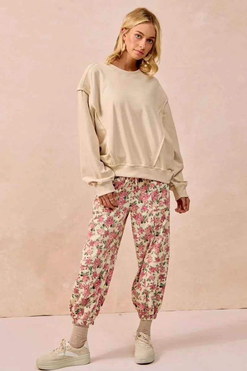 BiBi Floral Printed Twill Drawstring Pants With Elastic Band 60817ee9b5ca427c966e82849e06d2c2-Max-Origin