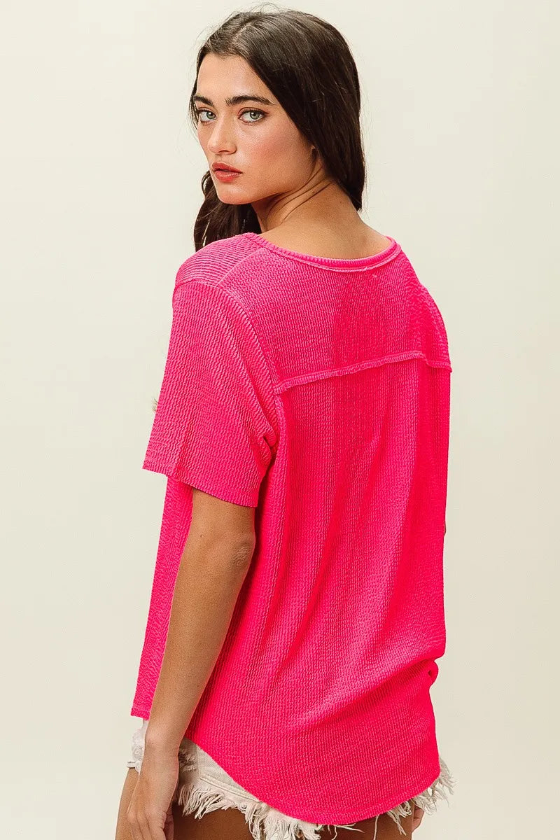 BiBi Waved Rib U Neck Top With Front Pocket 6089c70a5dda4948b1606ee75c0b9c7c-Max-Origin
