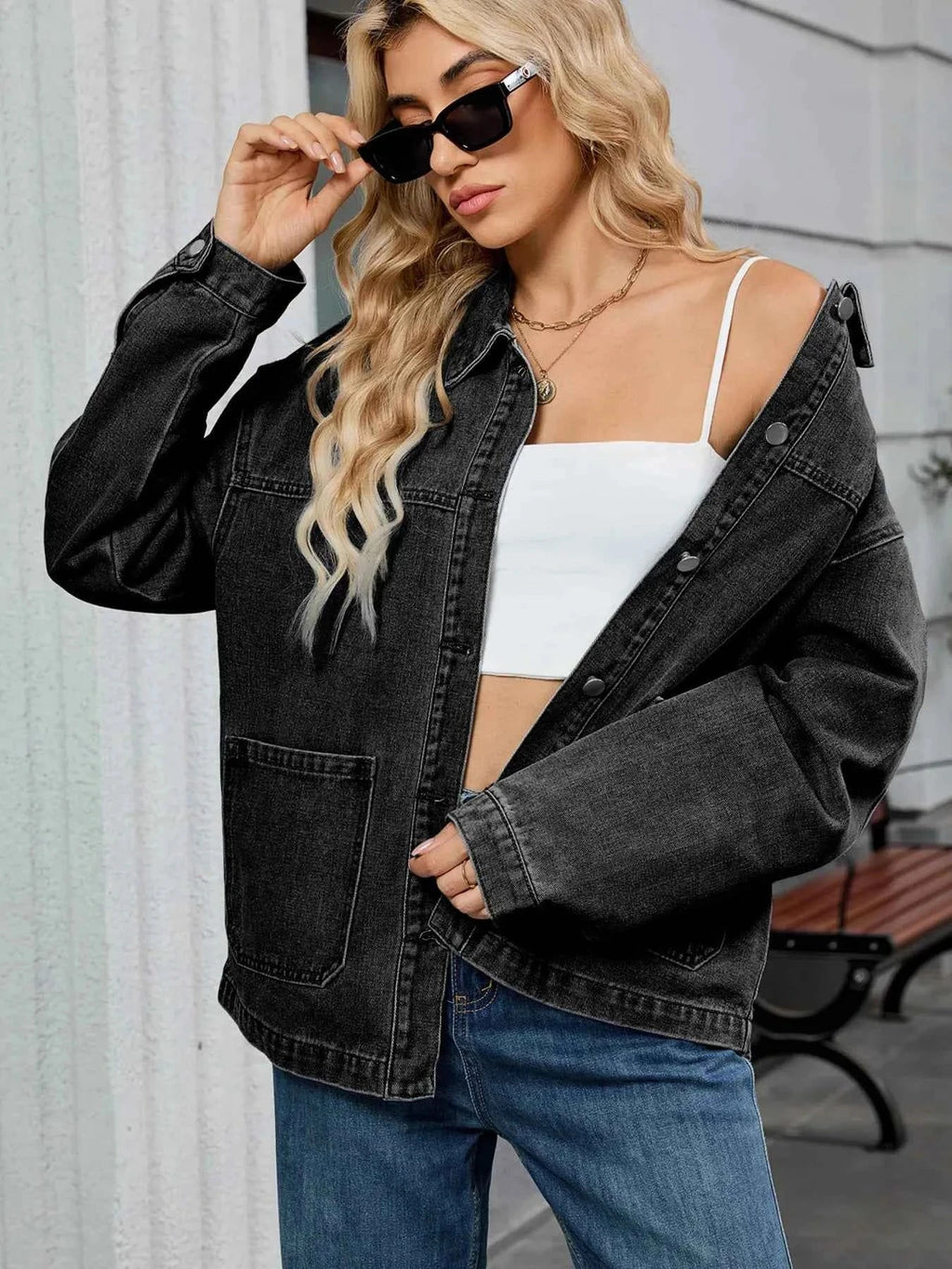 Washed Oversized Button Down Denim Jacket 6094c8450da040ab90514723d74ec81e-Max-Origin