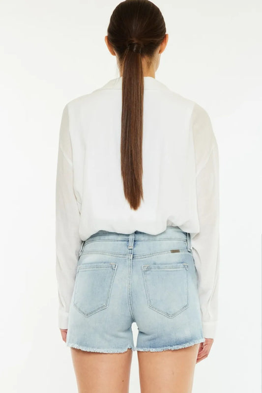 Kancan High Rise Side Slit Denim Shorts 609ca3e7-9f4f-44fb-8154-4178ecc750ff-Max
