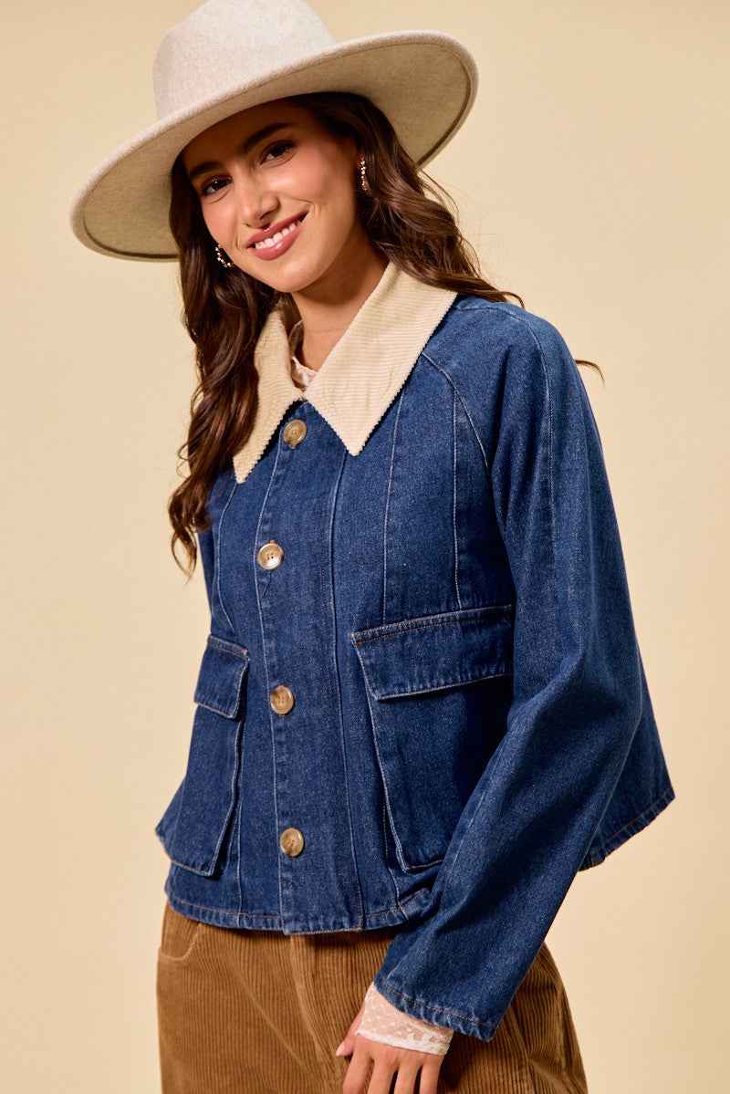 SO ME Zip Up And Buttoned Denim Jacket 60a21500-d1ce-4ff6-9dd8-6daf31218174-Max