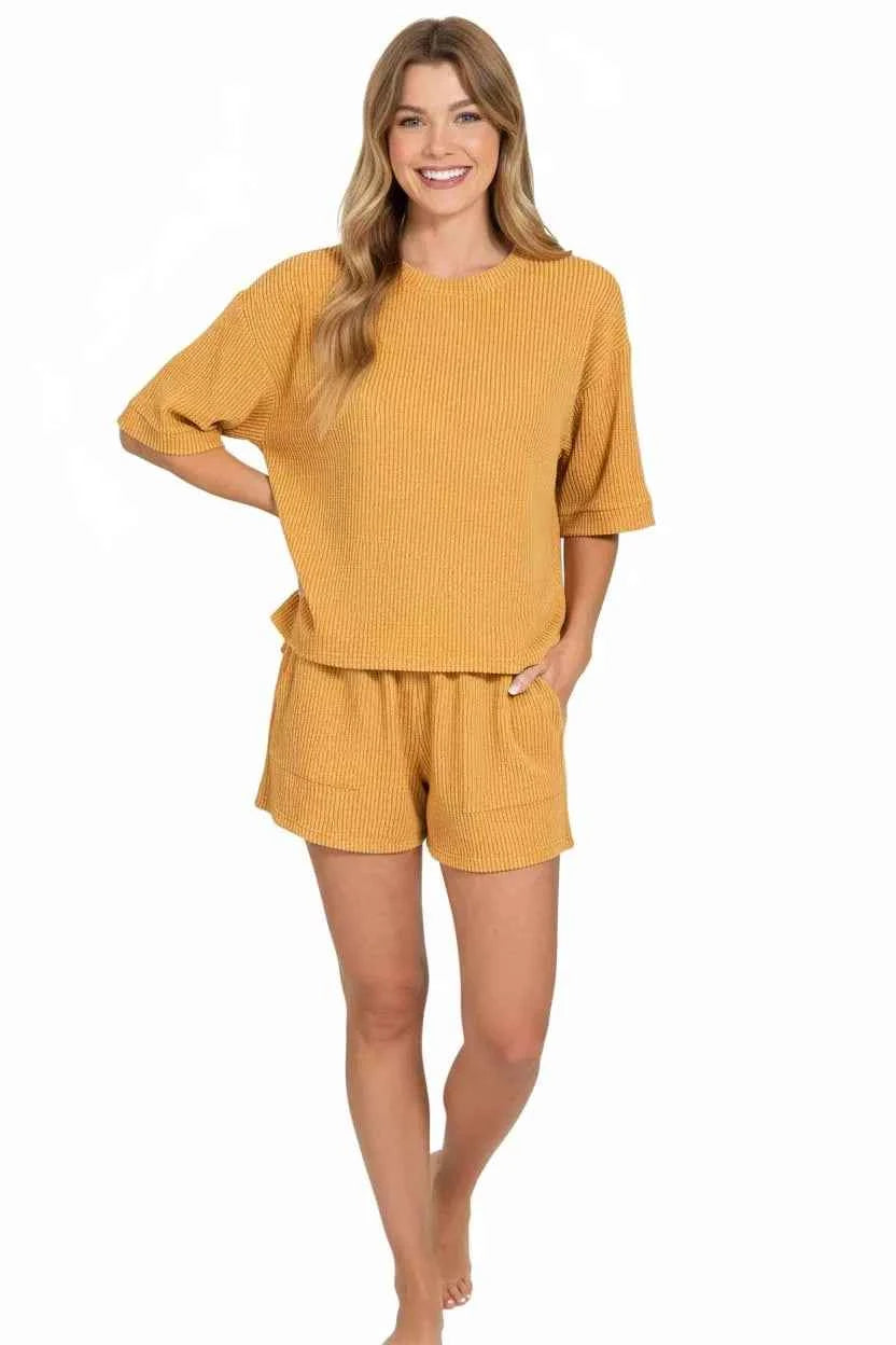 Zenana Raised Rib Short Sleeve Tee and Drawstring Shorts Set 60a72093-a0df-4a1a-b08a-e37ae2c2601a-Max-Origin