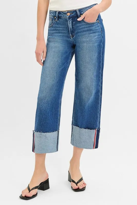 Full Size Tummy Control Mid Rise Crop Wide Cuffed Jeans Plus Size DARK 60b1347c-137e-4f0a-9cdc-e68dea292dba-Max-Origin