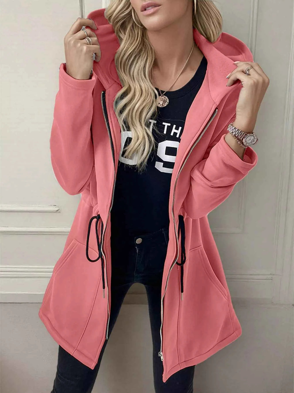 Drawstring Zip Up Hooded Outerwear 60baef01852d480988b9c9753ef293f4-Max-Origin