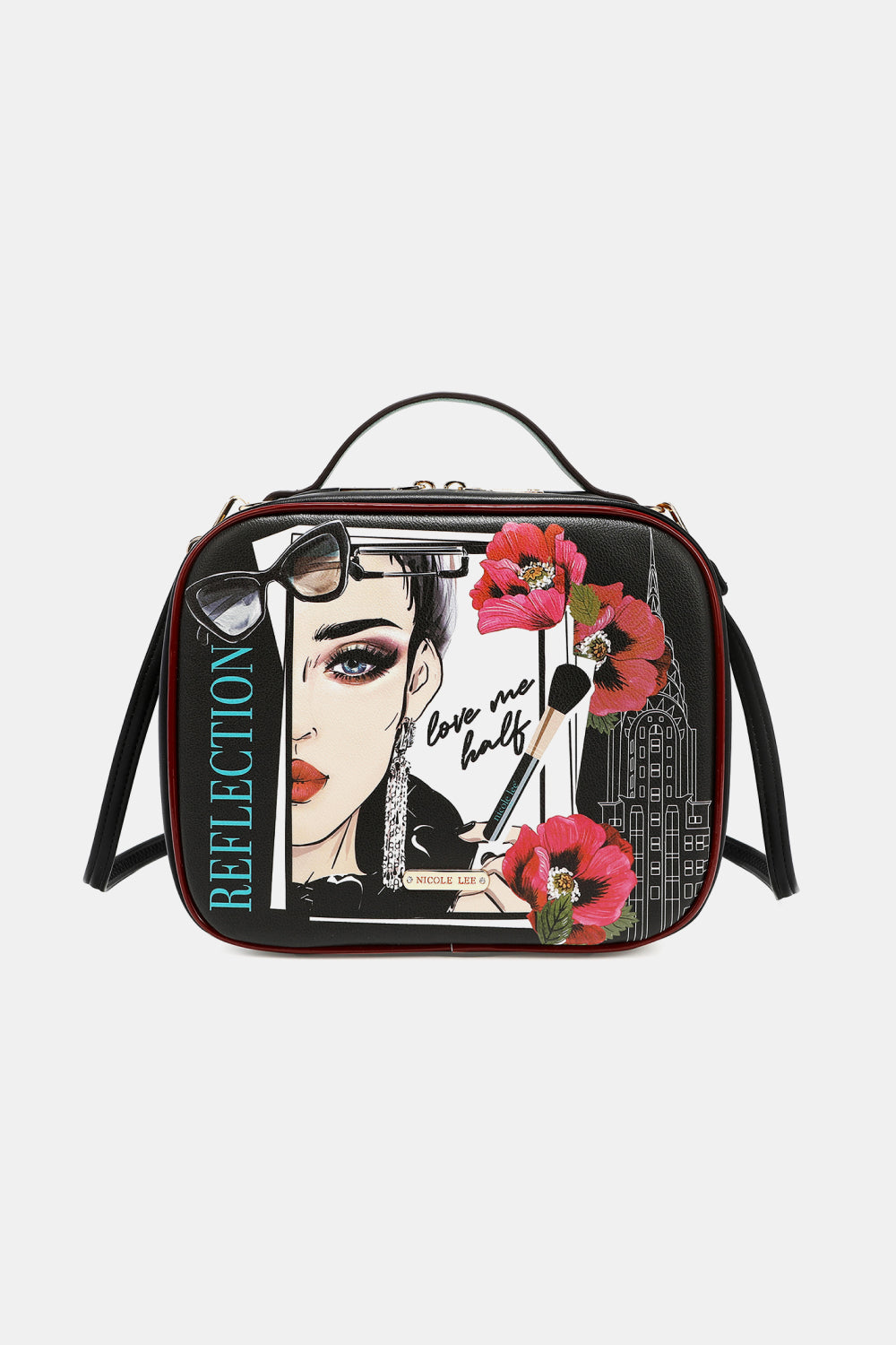 Nicole Lee USA Printed Handbag with Three Pouches Love Me Half One Size 60c2b338631248ea872efdc52ae1aa26-Max