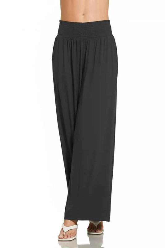 Zenana Smocked Waistband Wide Leg Lounge Pants 60cda358-d54a-498f-b0df-e69d74aa70ec-Max-Origin