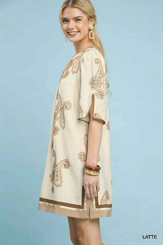 Umgee Embroidered Split Neck Shift Dress 60dacd46-5d87-438a-bfc2-7e8f3d7d7019-Max-Origin