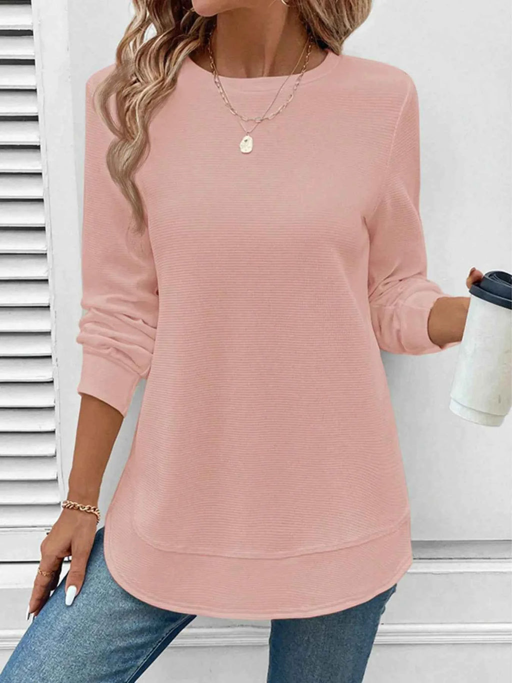 Round Neck Long Sleeve Casual Sweatshirt 60dbee368d784a2a9279cc215019a42e-Max-Origin