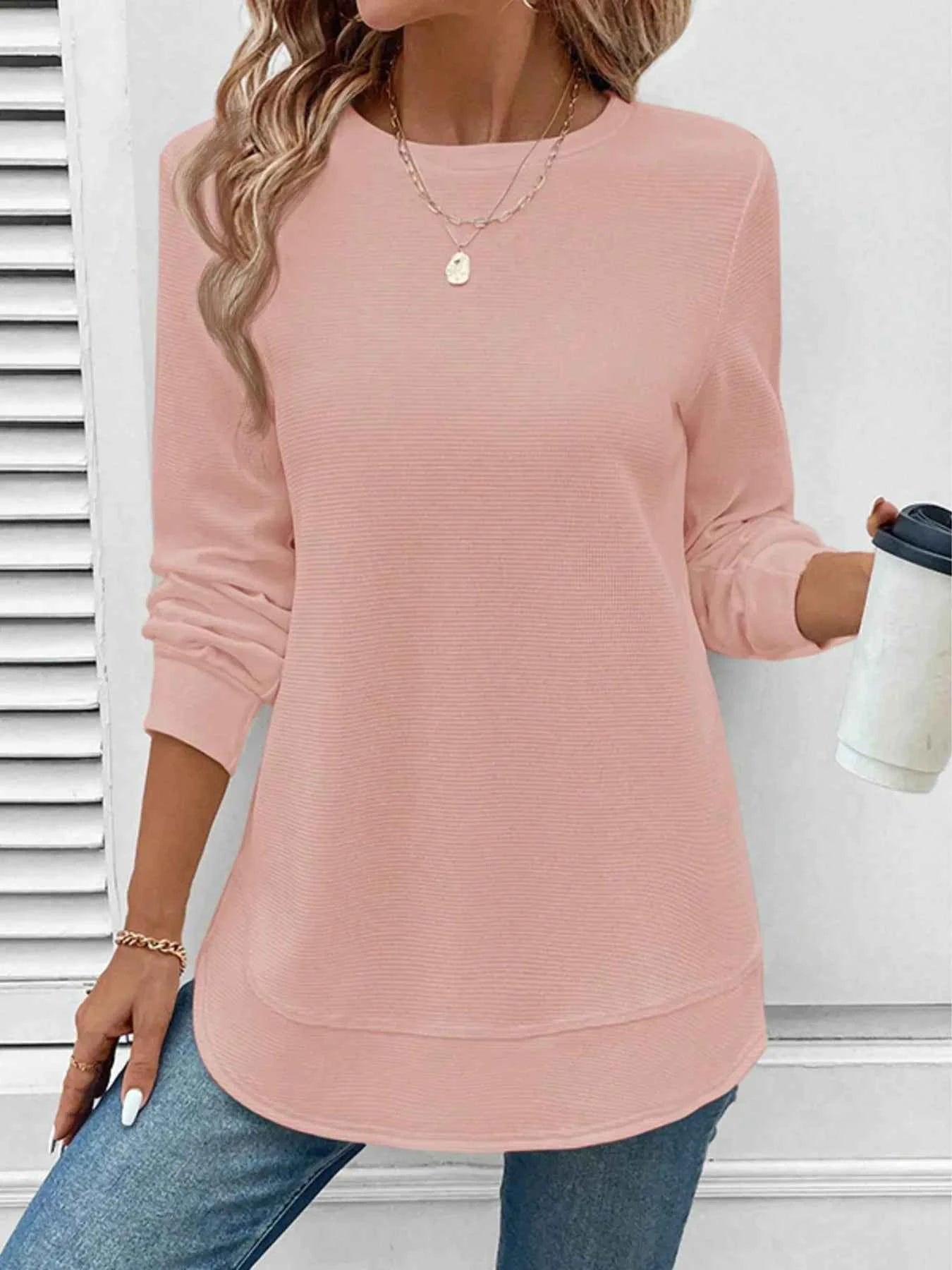 Round Neck Long Sleeve Casual Sweatshirt 60dbee368d784a2a9279cc215019a42e-Max-Origin
