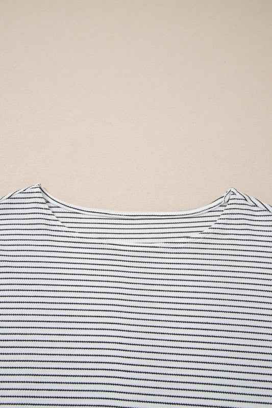 Stripe Contrast Ruffle Trim Long Sleeve Top 60ee7e93-6ac5-4edf-b992-3f92fb8fb698