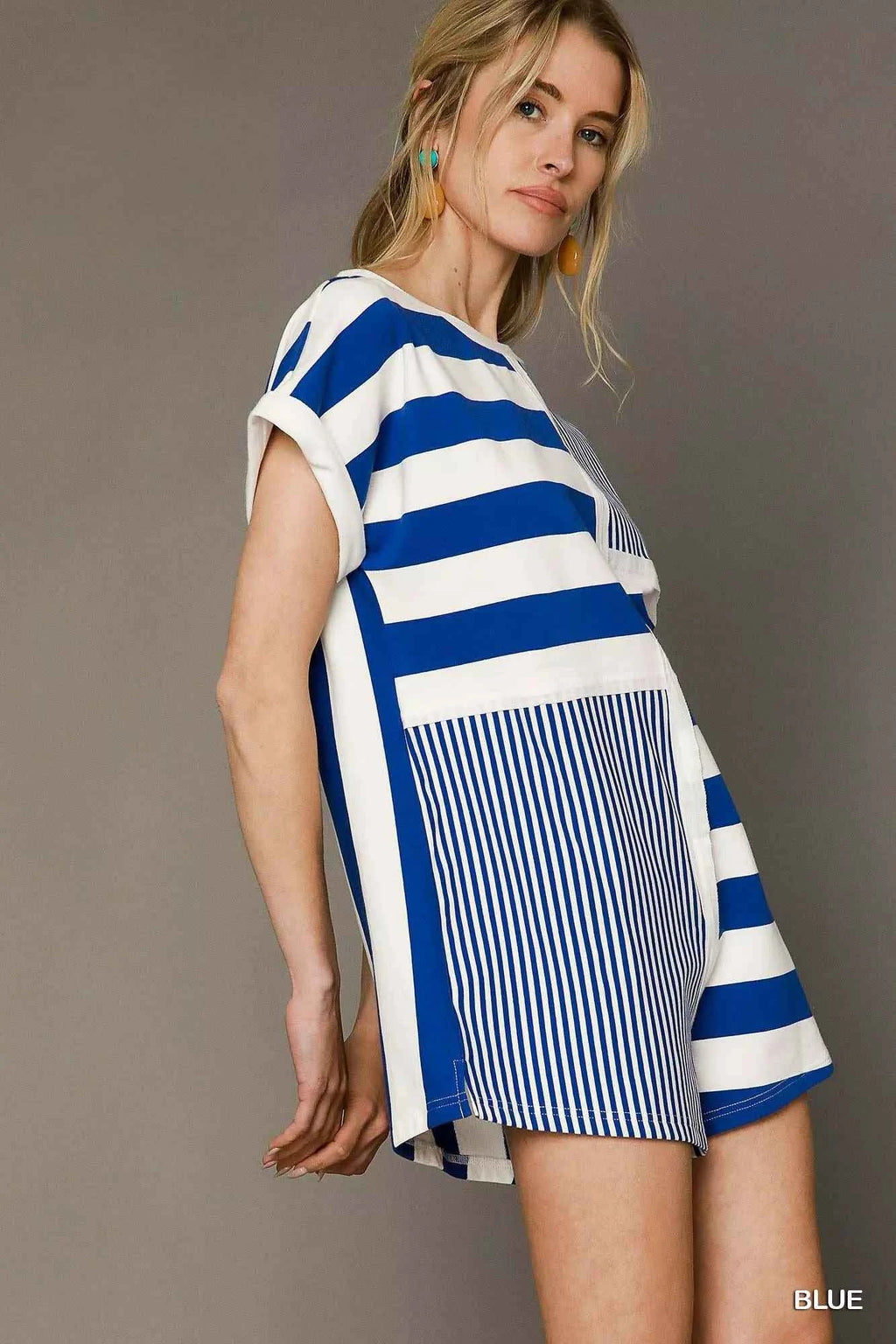 Umgee Mixed Striped Short Sleeve Romper 60f18e50-d7e0-408d-a5d9-01acc8968e88-Max-Origin