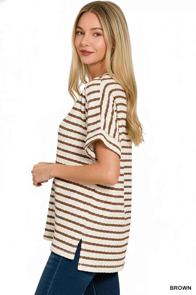 Zenana Stripe Jacquard Round-Meck Tee 60f68723-9e1d-48b5-87f8-ee6ea96e8f46-Max-Origin