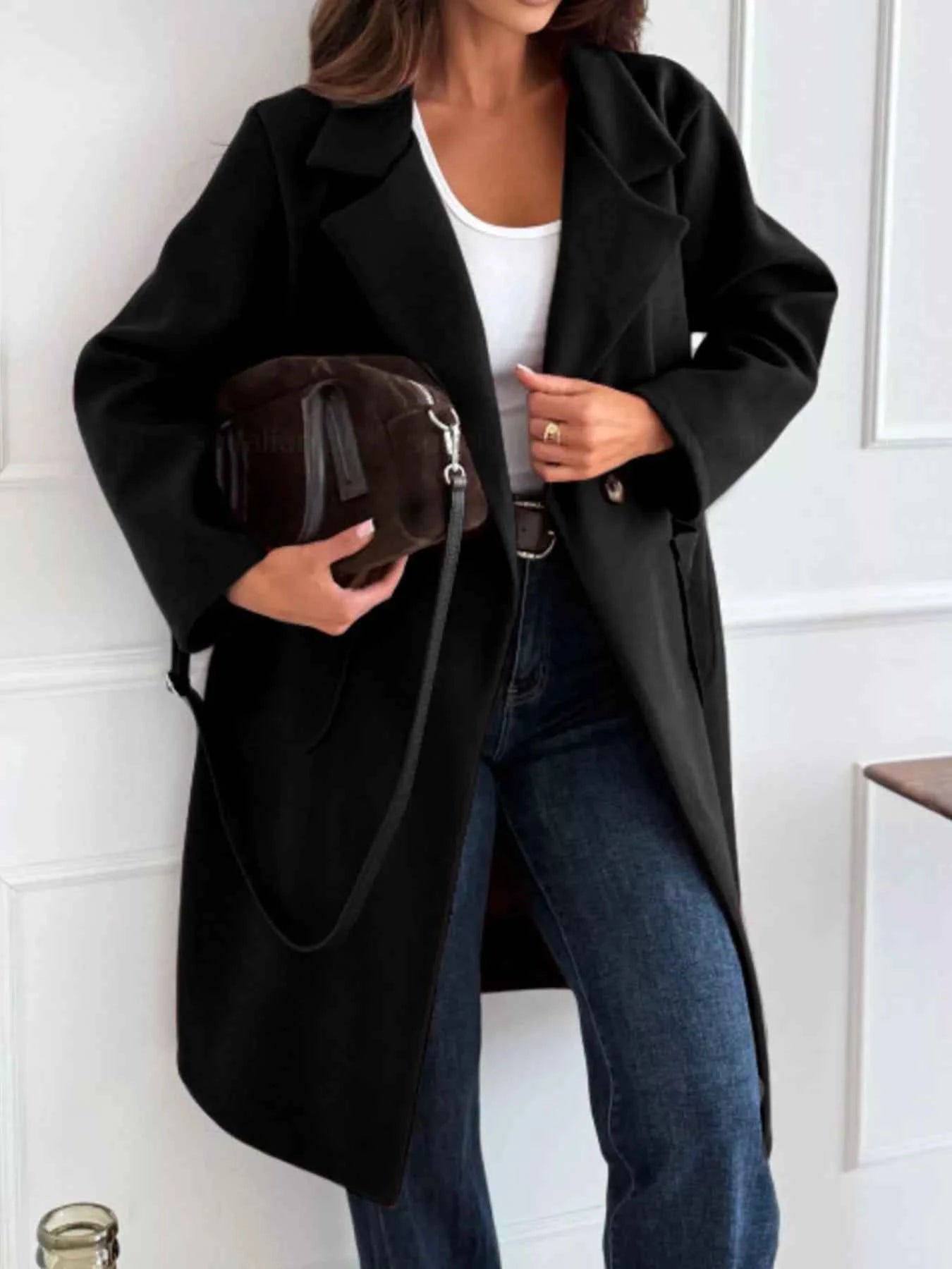 Long-Sleeve Single-Breasted Trench Coat Black 610c6e2b-25e9-429a-9450-1f78b4188ec7-Max-Origin
