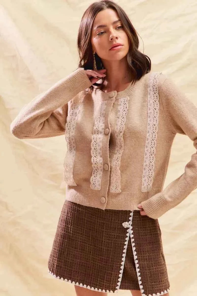 SO ME Front Lace Trim Button Cardigan Sweater 6113b209d8184470a540eabcb8bc8eb7-Max-Origin
