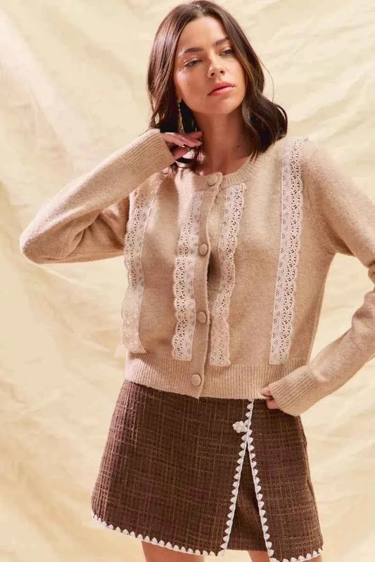 SO ME Front Lace Trim Button Cardigan Sweater 6113b209d8184470a540eabcb8bc8eb7-Max-Origin