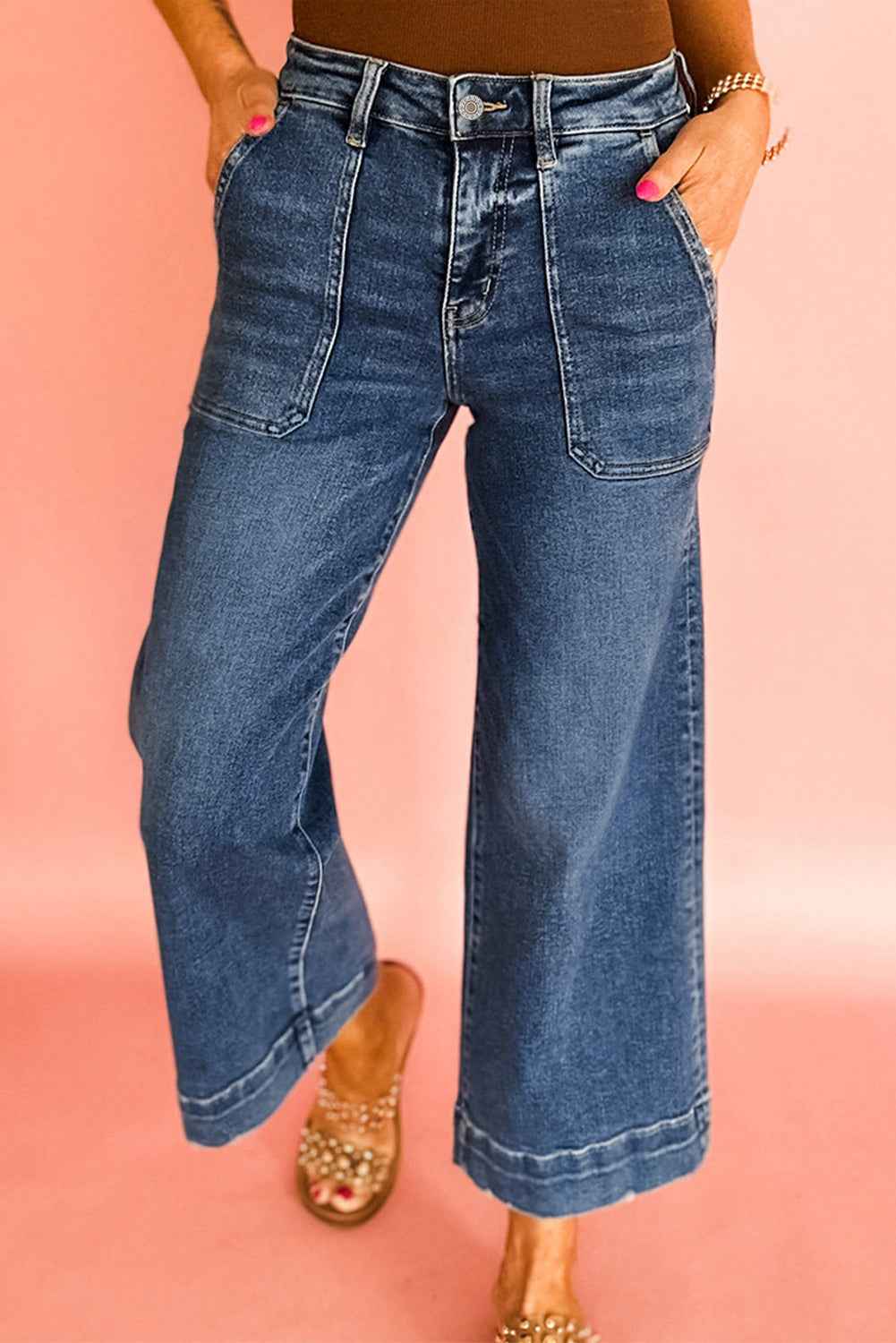 Ashleigh Blue Cropped High Rise Wide Leg Jeans 6116f9c7aff3e04f