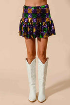 SO ME Mardi Gras Checker Sequins Mini Skirt 611cad3a06a949de907985eff78acc1f-Max-Origin