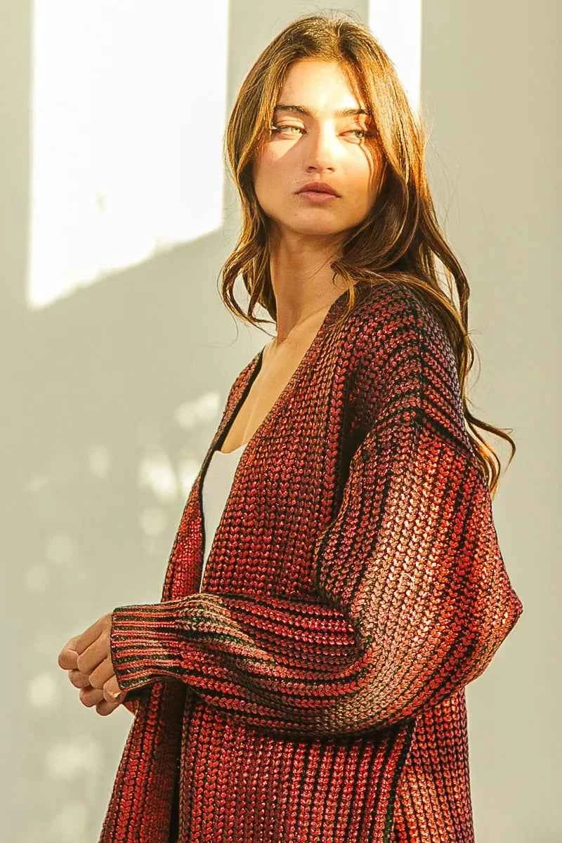 BiBi Metallic Knit V-neck Open Sweater Cardigan 611f2dda97b844538c98a38d1fdb7992-Max-Origin