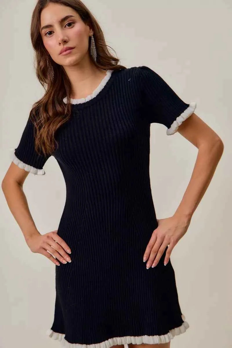 SO ME Contrast Ruffled Sweater Knit Mini Dress 6128c7ea7a7d439d90b103f9521d6d7e-Max-Origin