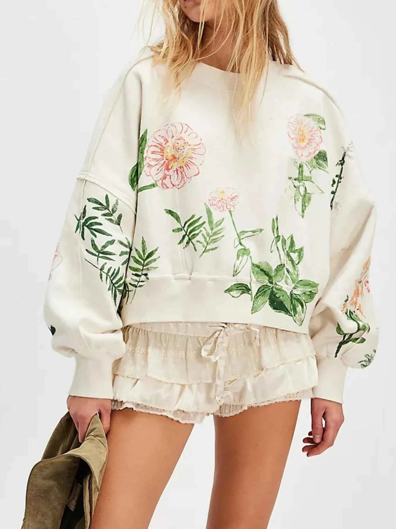 Print Round Neck Oversized Sweatshirt 61349691-9e53-402c-82d2-5b45e5a23414-Max-Origin