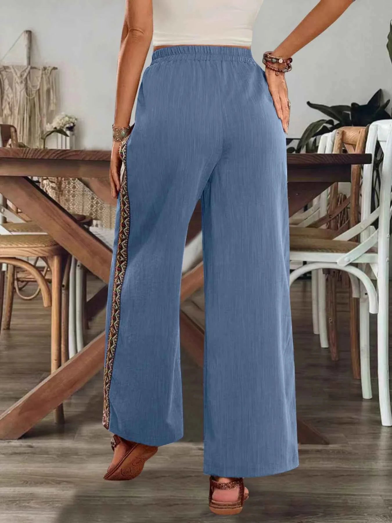 Bohemian Wide Leg Embroidered Side Stripe Pants 613aa662273b44309bdc2b49d63d7d0a-Max-Origin