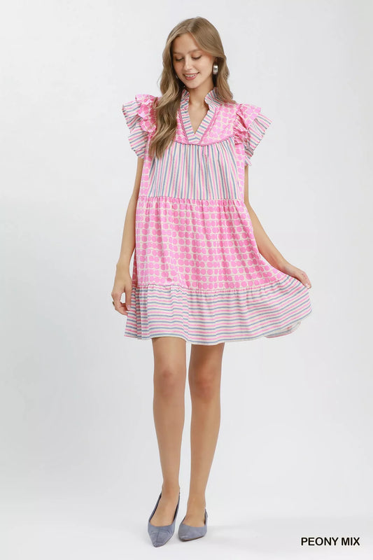 Mix Patchwork Flutter Sleeve Tiered Dress 6159fce4-4cfe-4288-9e91-08919c30de50-Max-Origin